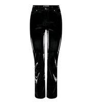 NEON & NYLON Black Vinyl High Waist Straight Leg Trousers